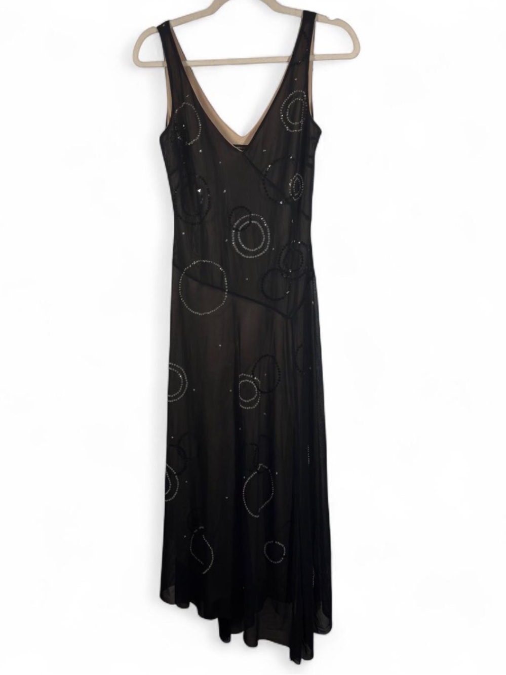 BCBGMAXAZRIA Vintage Black Sequin Midi Dress Size Small